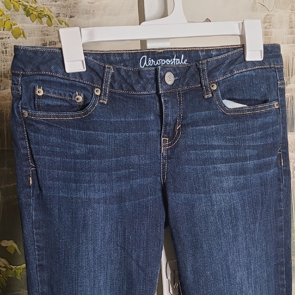 Aeropostale Womens 8 Dark Blue Skinny Long Leg Bayla Denim Jeans